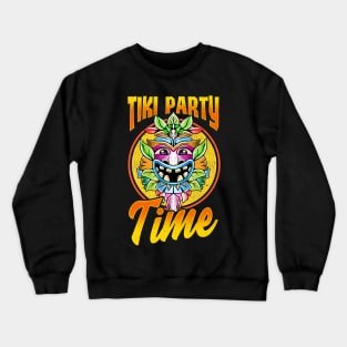 Tiki Party Time Island Luau Themed Cute Tiki Head Crewneck Sweatshirt